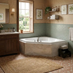 Load image into Gallery viewer, White Corner Whirlpool Bathtub with Hydrotherapy Jets