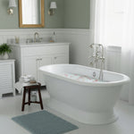 Load image into Gallery viewer, White Freestanding Cast Iron Soaking Tub with Drain
