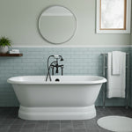 Load image into Gallery viewer, White Freestanding Cast Iron Soaking Tub with Drain