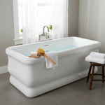 Load image into Gallery viewer, White Freestanding Double Ended Bathtub with Center Drain