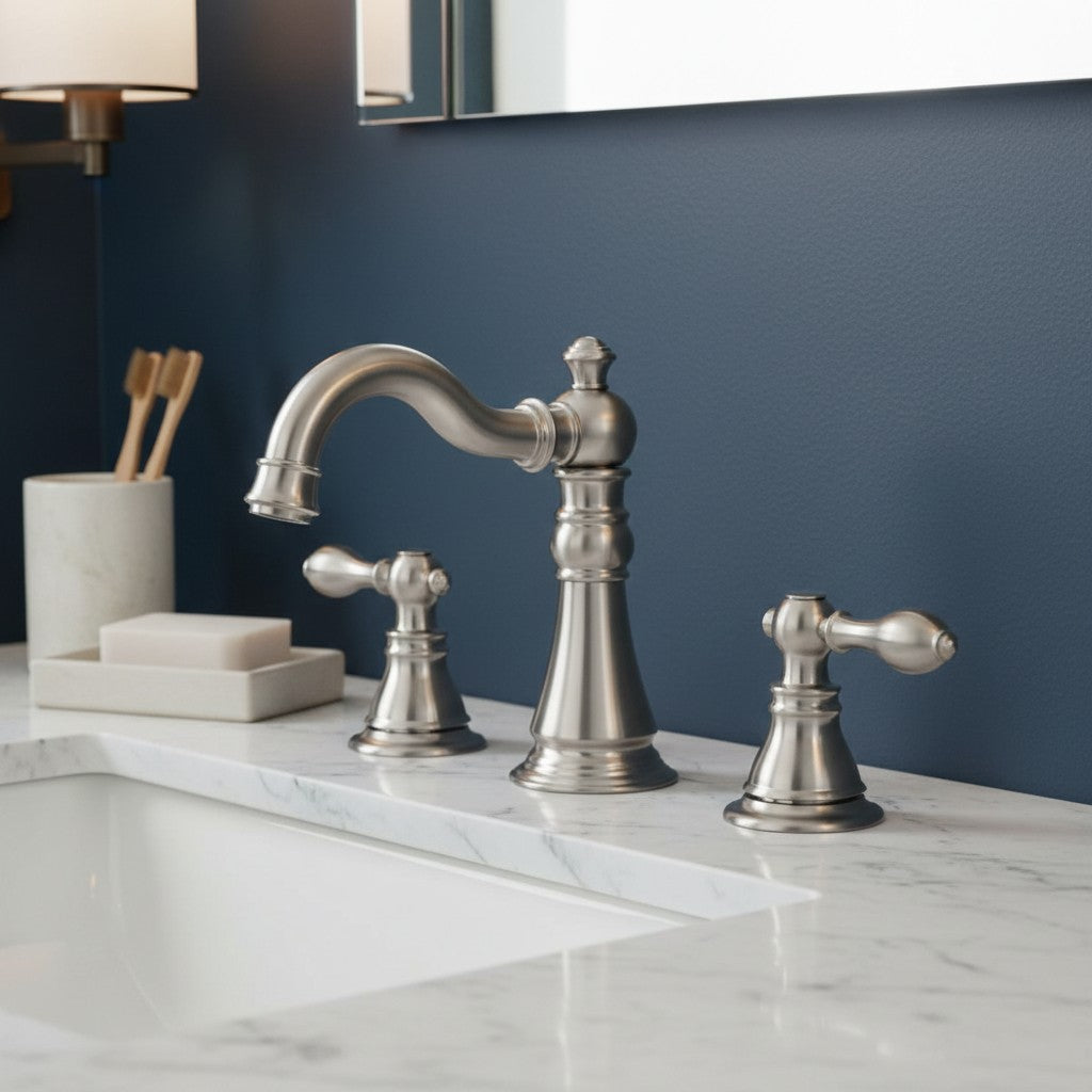 Bathroom  Faucet Widespread Chrome with Drain