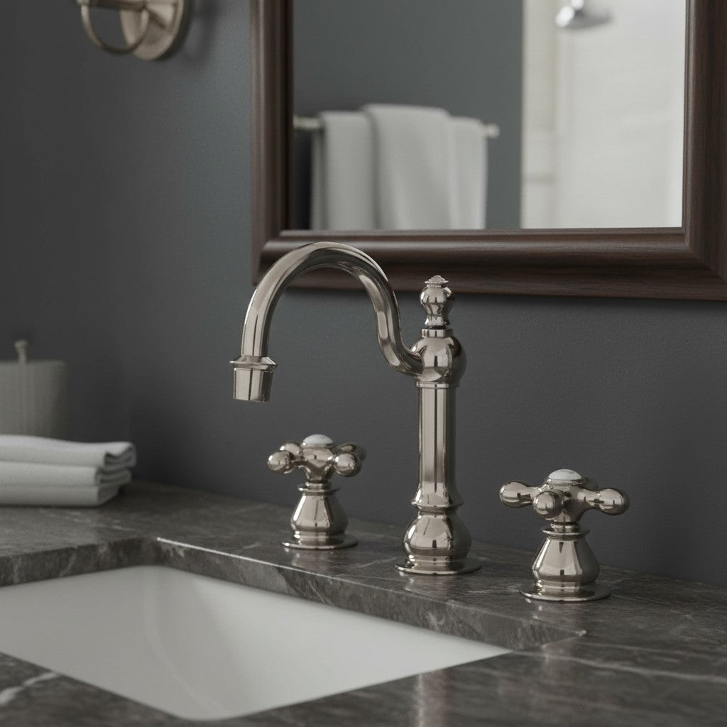 Bathroom Faucet Widespread Polished Nickel with Drain