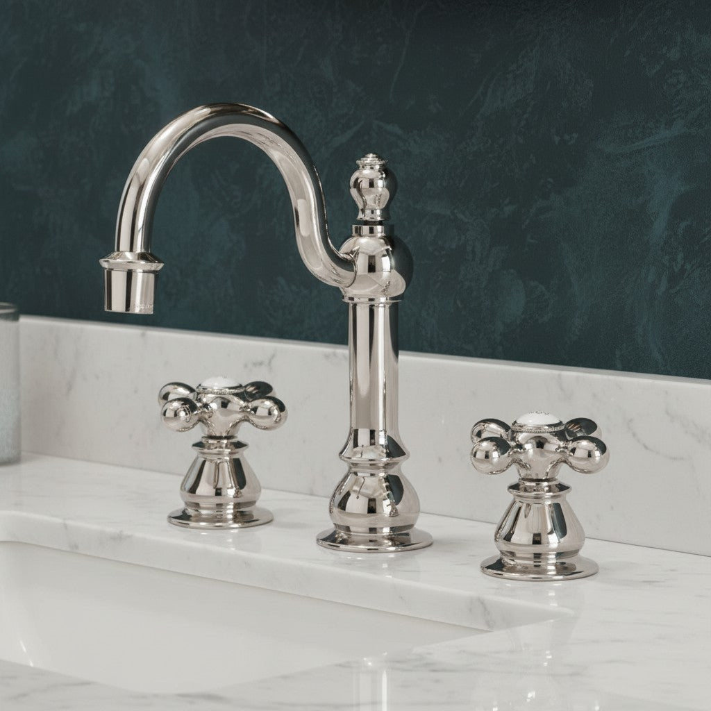 Bathroom Faucet Widespread Polished Nickel with Drain