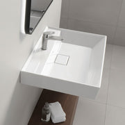 Bathroom Sink Wall-Mount Ceramic With Drain Cover