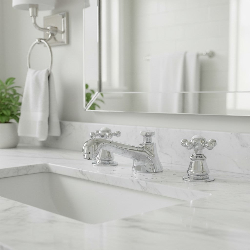 Chrome Widespread Bathroom Faucet 3-Hole Deck Mount with Pop-Up Drain
