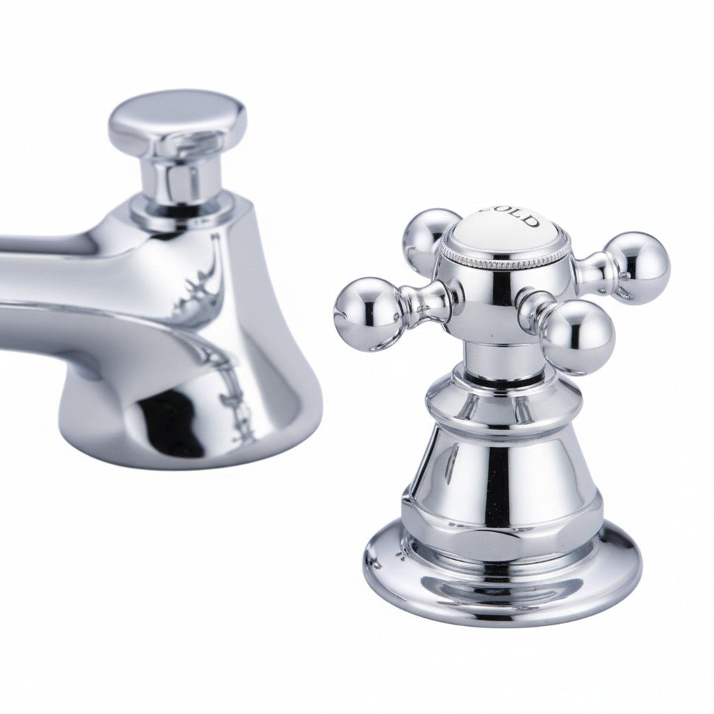 Chrome Widespread Bathroom Faucet 3-Hole Deck Mount with Pop-Up Drain