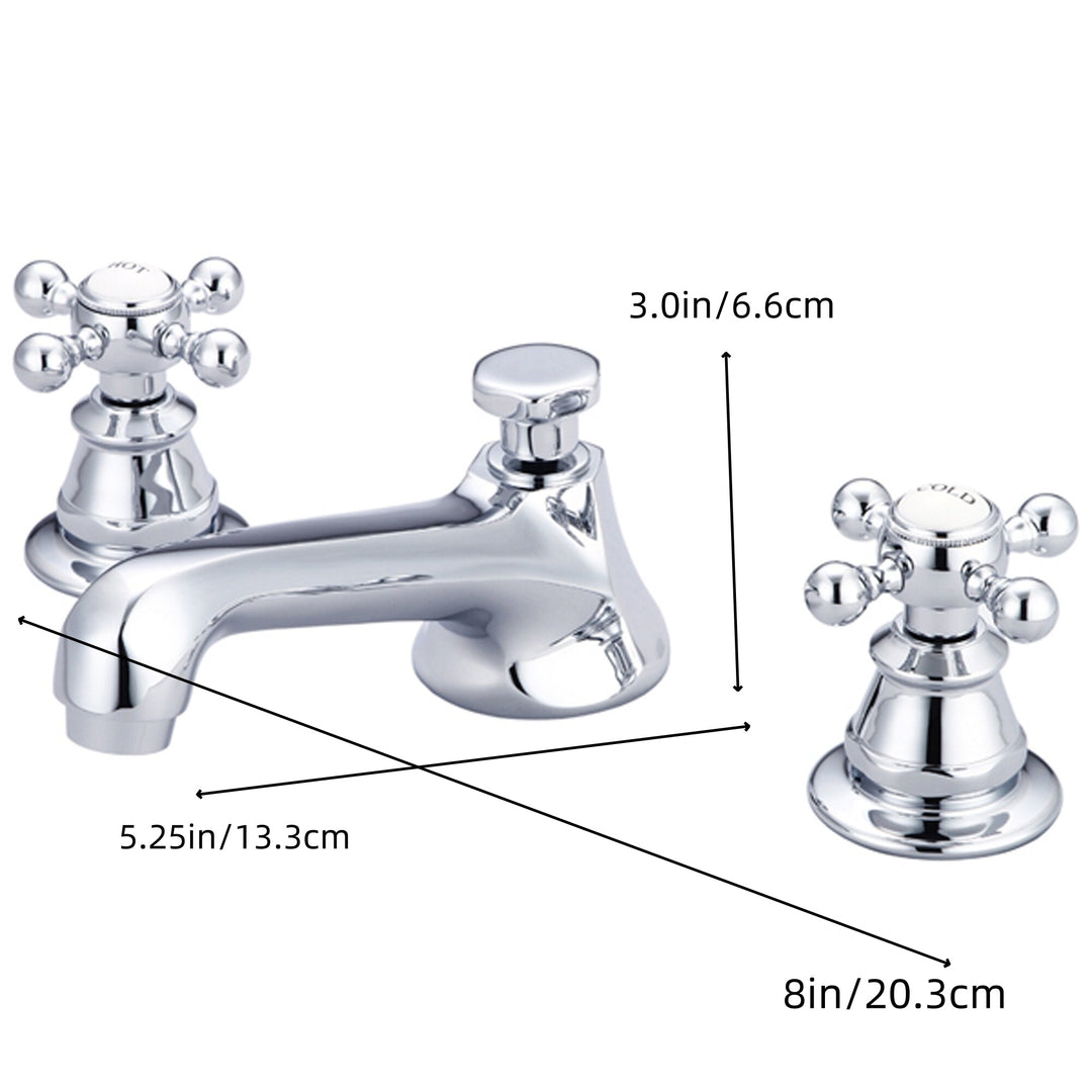 Chrome Widespread Bathroom Faucet 3-Hole Deck Mount with Pop-Up Drain