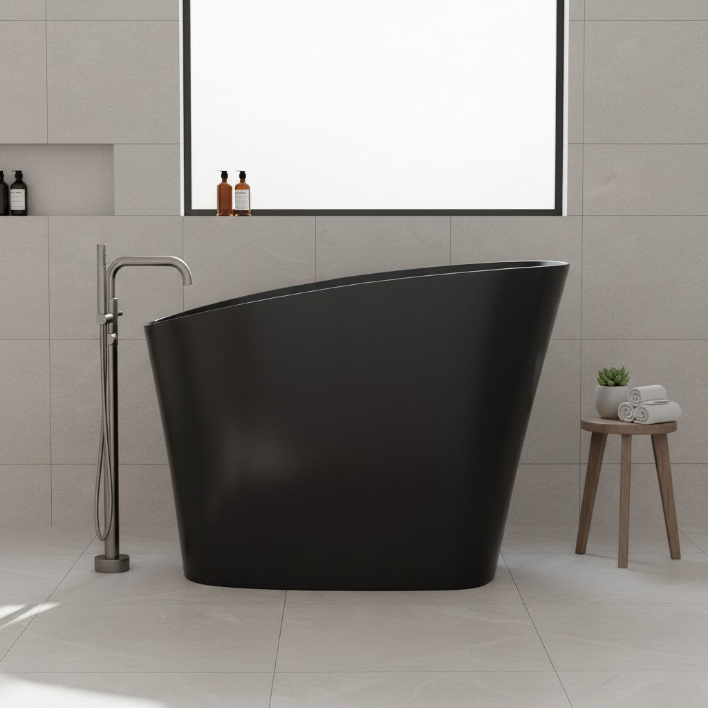 Matte Freestanding Stone Resin Soaking Tub with Drain