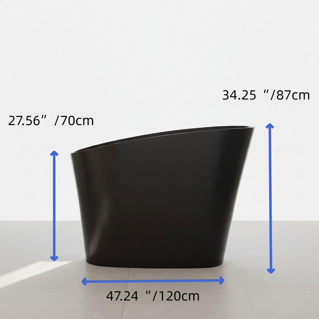 Matte Freestanding Stone Resin Soaking Tub with Drain