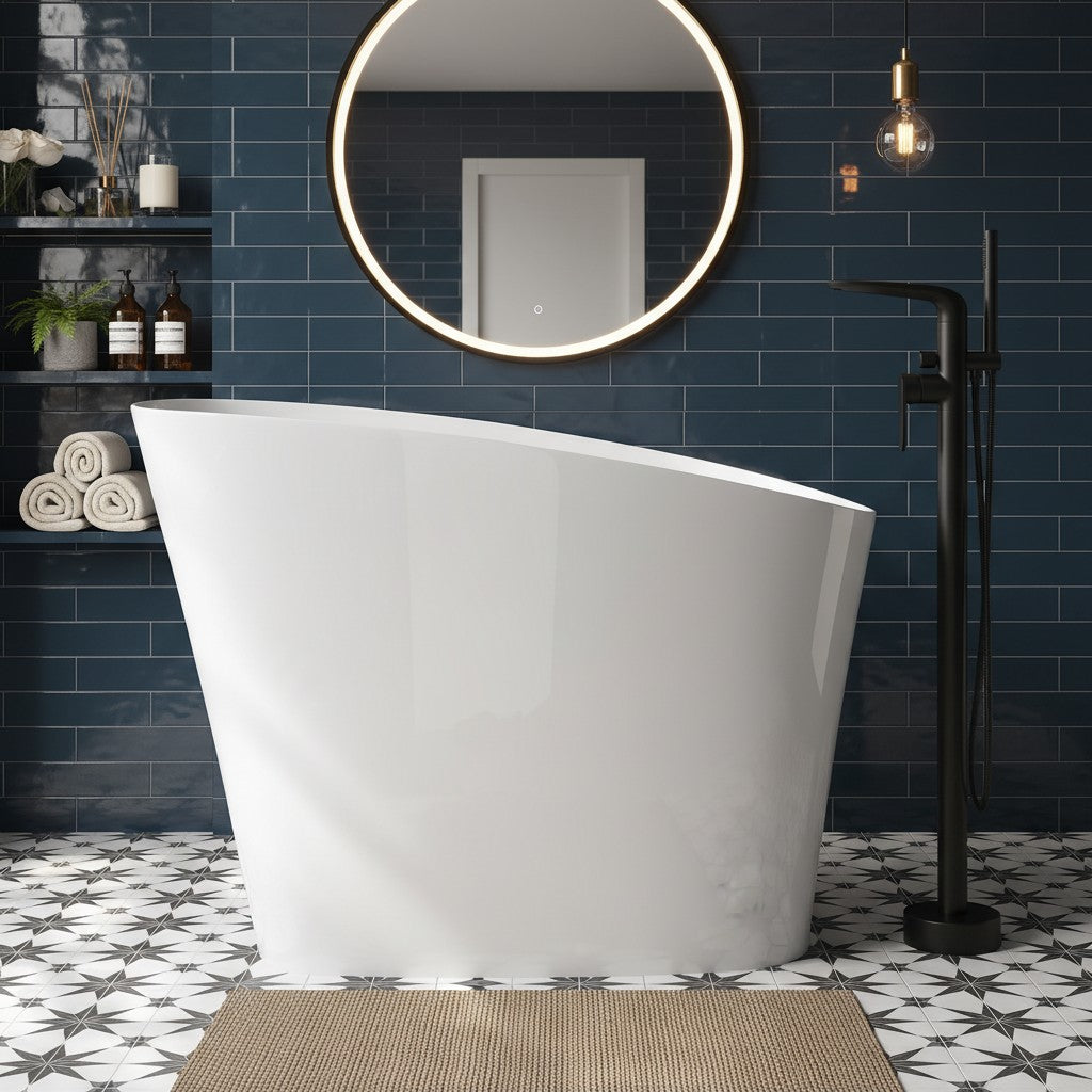 Matte Freestanding Stone Resin Soaking Tub with Drain