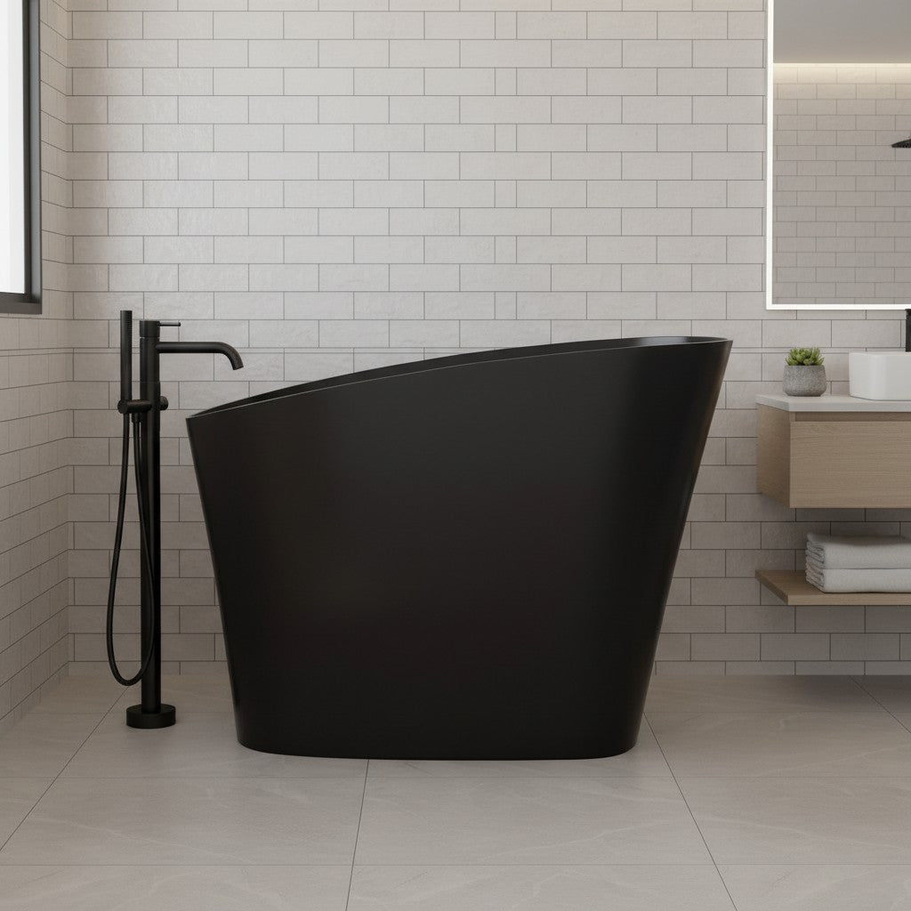 Matte Freestanding Stone Resin Soaking Tub with Drain