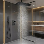 Load image into Gallery viewer, Multi-Finish Ceiling Mount Shower System with Thermostatic Valve