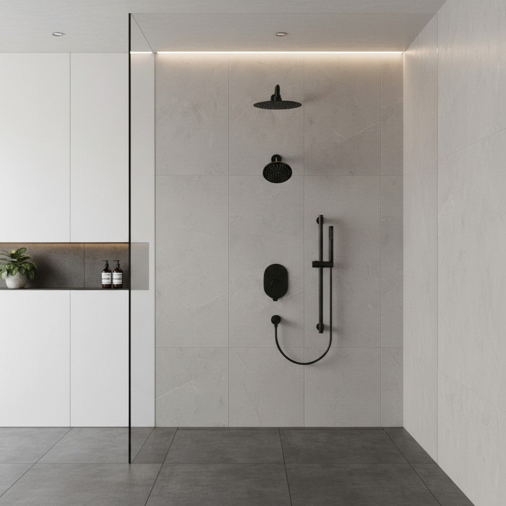 Multi-Finish Wall Mount Dual Shower System with 3 Sprays