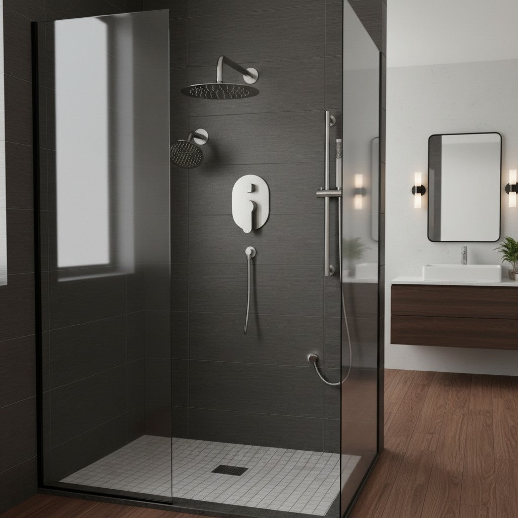 Multi-Finish Wall Mount Dual Shower System with 3 Sprays