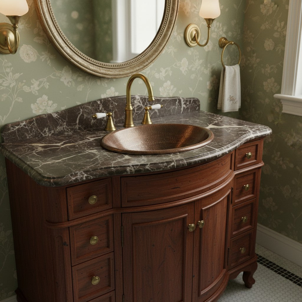 Oil Rubbed Bronze Drop-In Copper Sink with Overflow