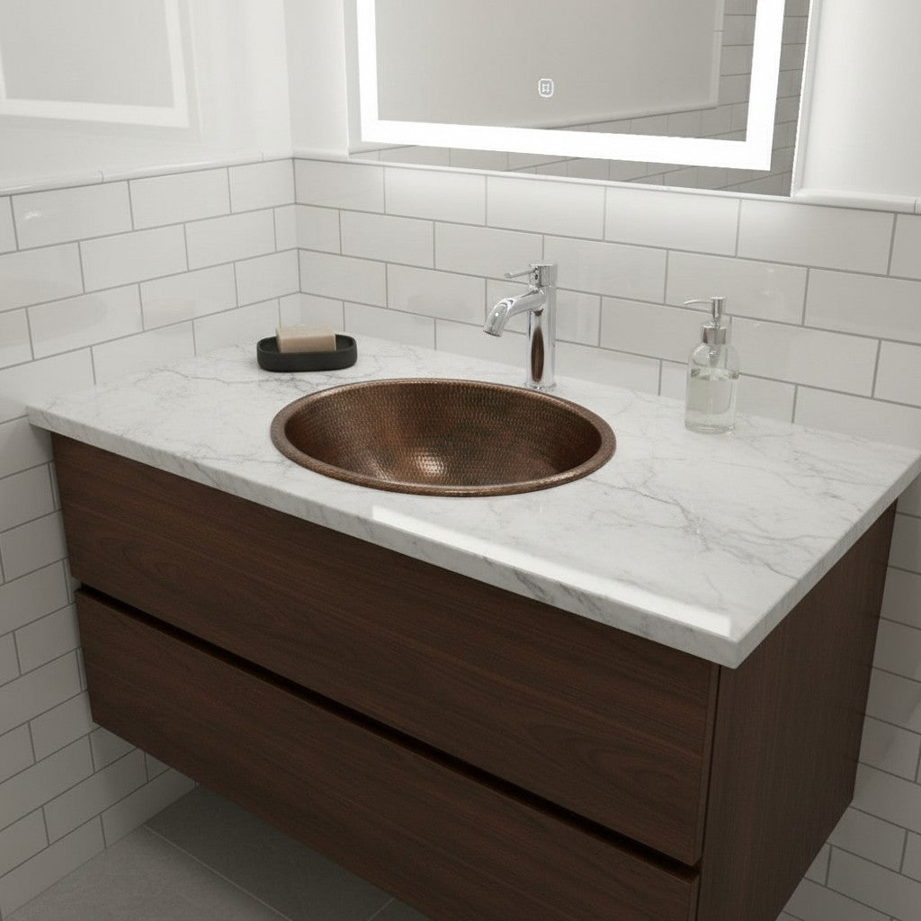 Oil Rubbed Bronze Drop-In Copper Sink with Overflow