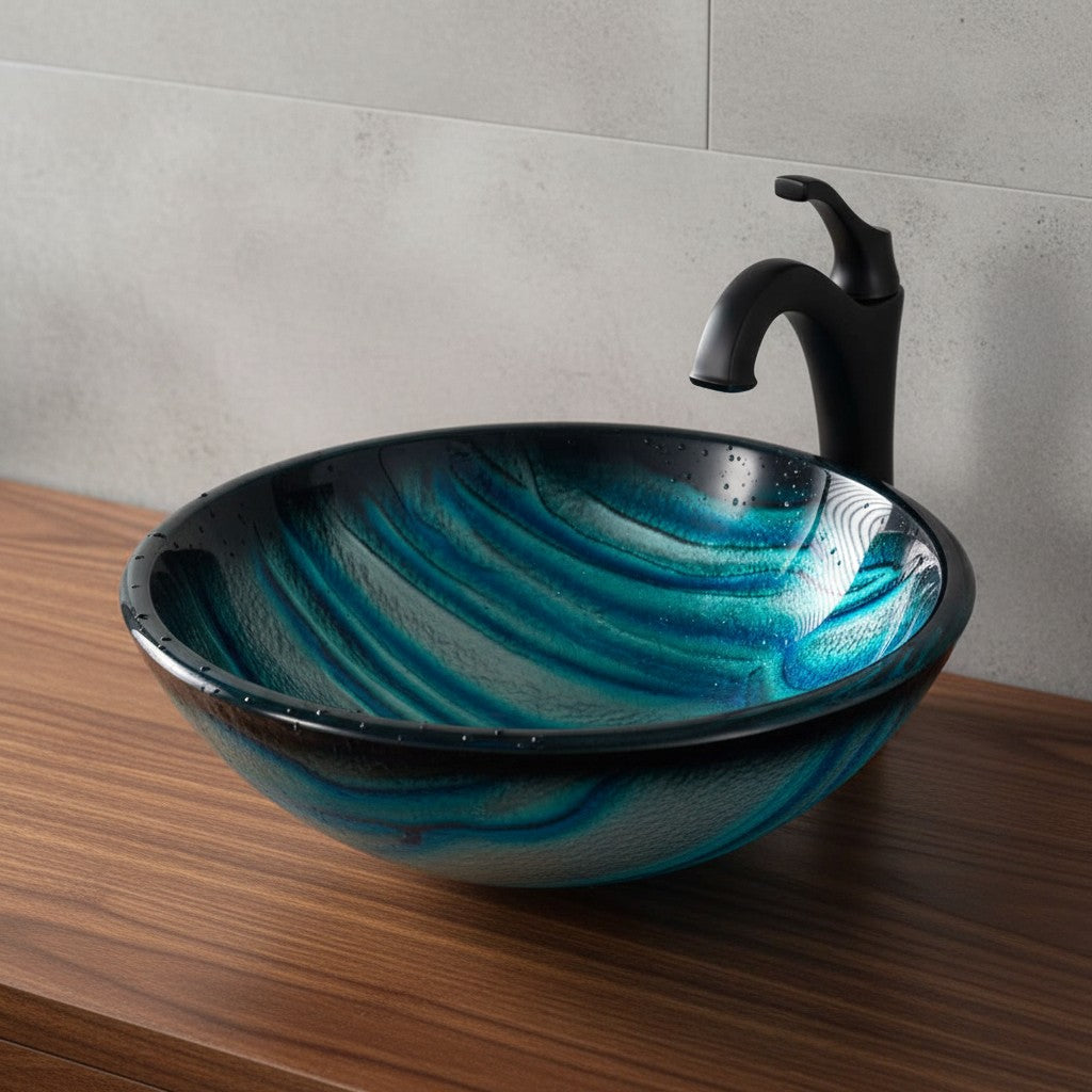 Vessel Bathroom Sink Above-Counter Glass