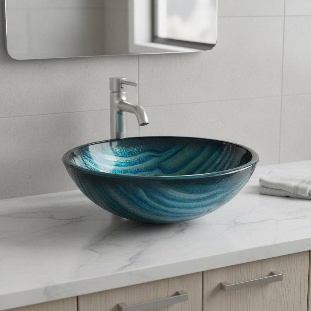 Vessel Bathroom Sink Above-Counter Glass