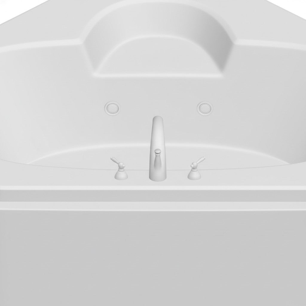 White Corner Whirlpool Bathtub with Hydrotherapy Jets