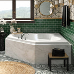 Load image into Gallery viewer, White Corner Whirlpool Bathtub with Hydrotherapy Jets