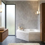 Load image into Gallery viewer, White Corner Whirlpool Bathtub with Hydrotherapy Jets