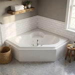 Load image into Gallery viewer, White Corner Whirlpool Bathtub with Hydrotherapy Jets