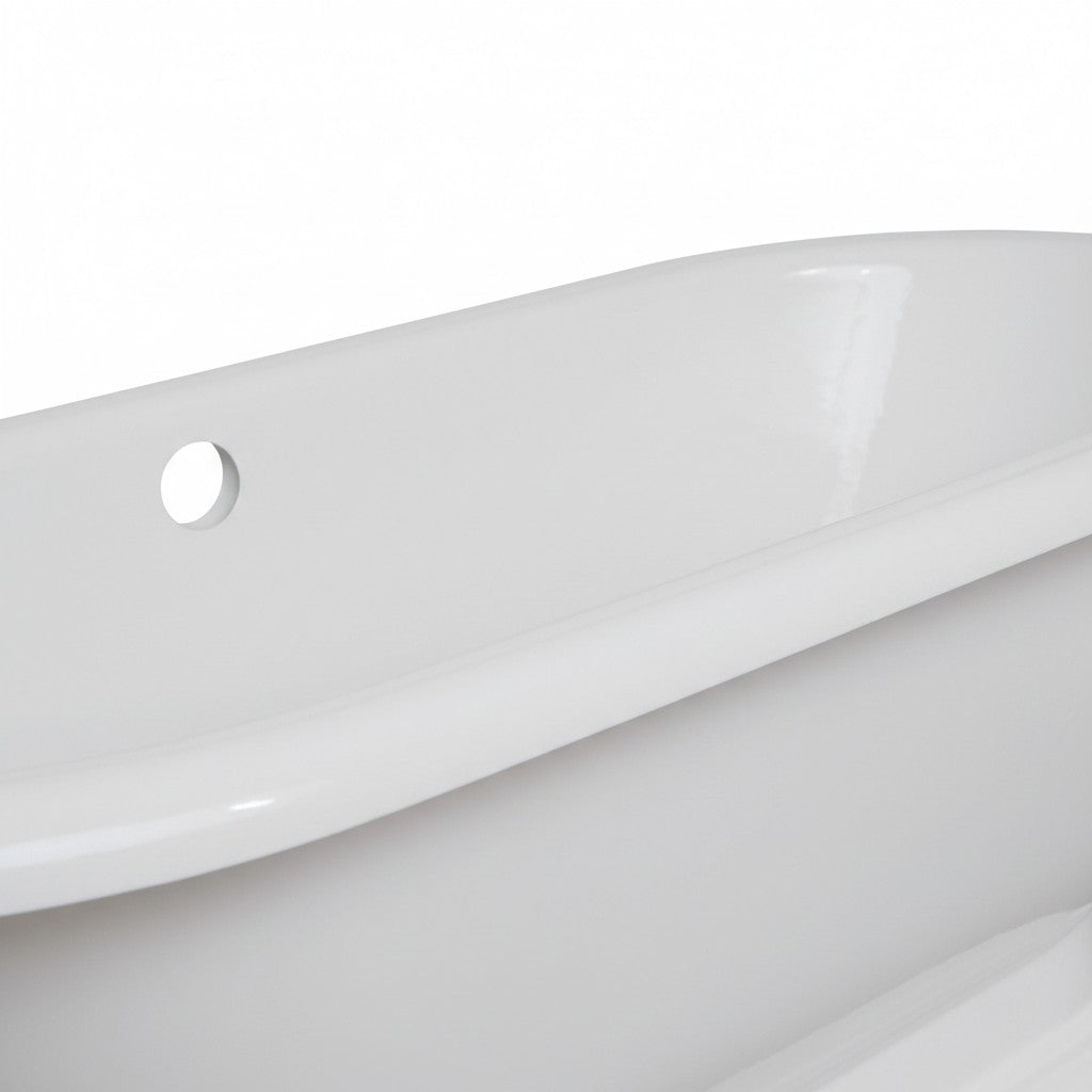 White Freestanding Cast Iron Soaking Tub with Drain