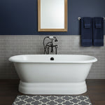 Load image into Gallery viewer, White Freestanding Cast Iron Soaking Tub with Drain