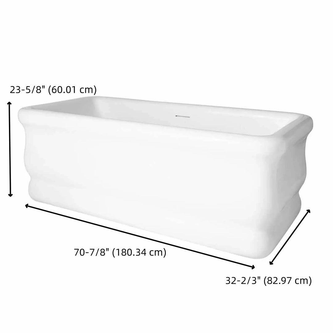 White Freestanding Double Ended Bathtub with Center Drain