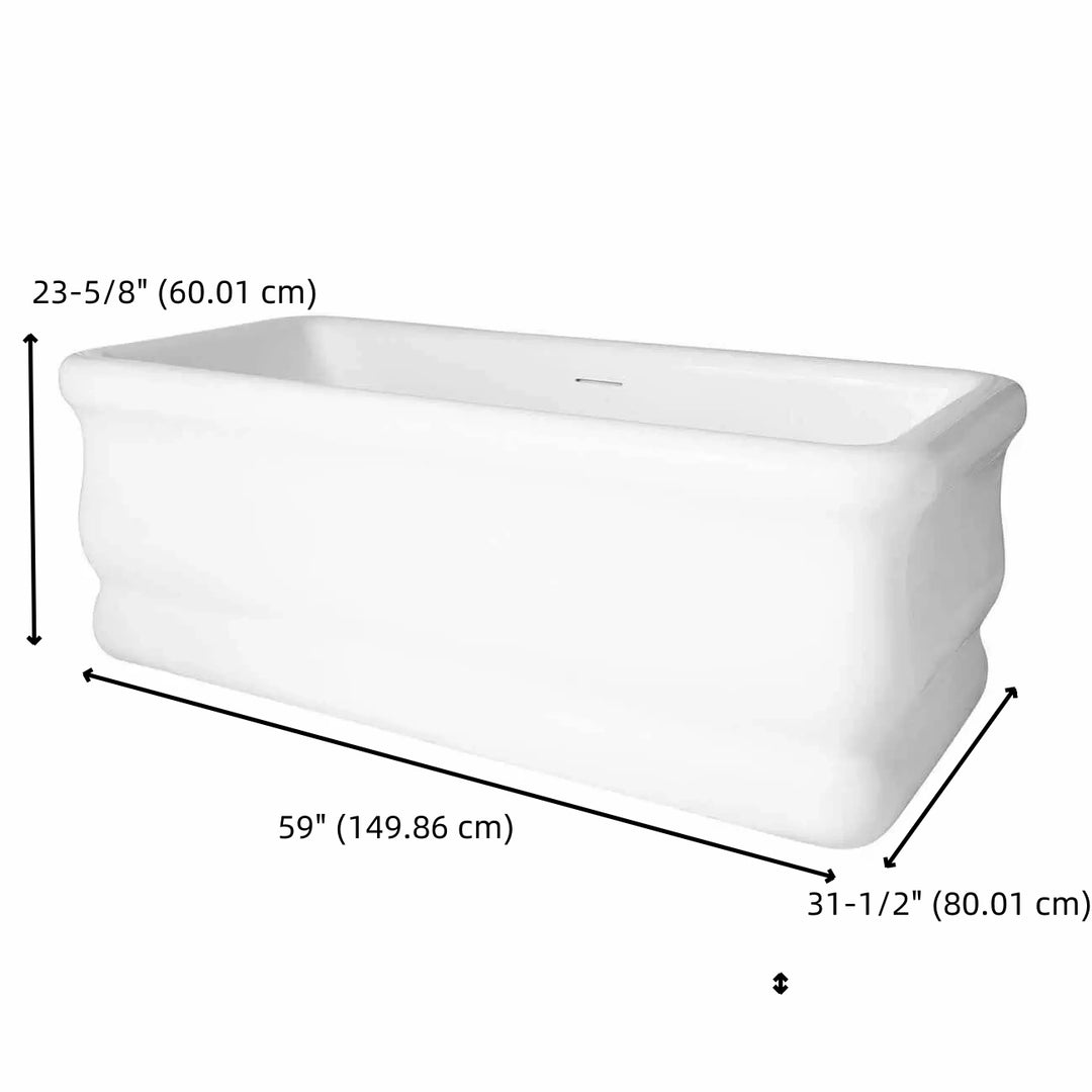 White Freestanding Double Ended Bathtub with Center Drain