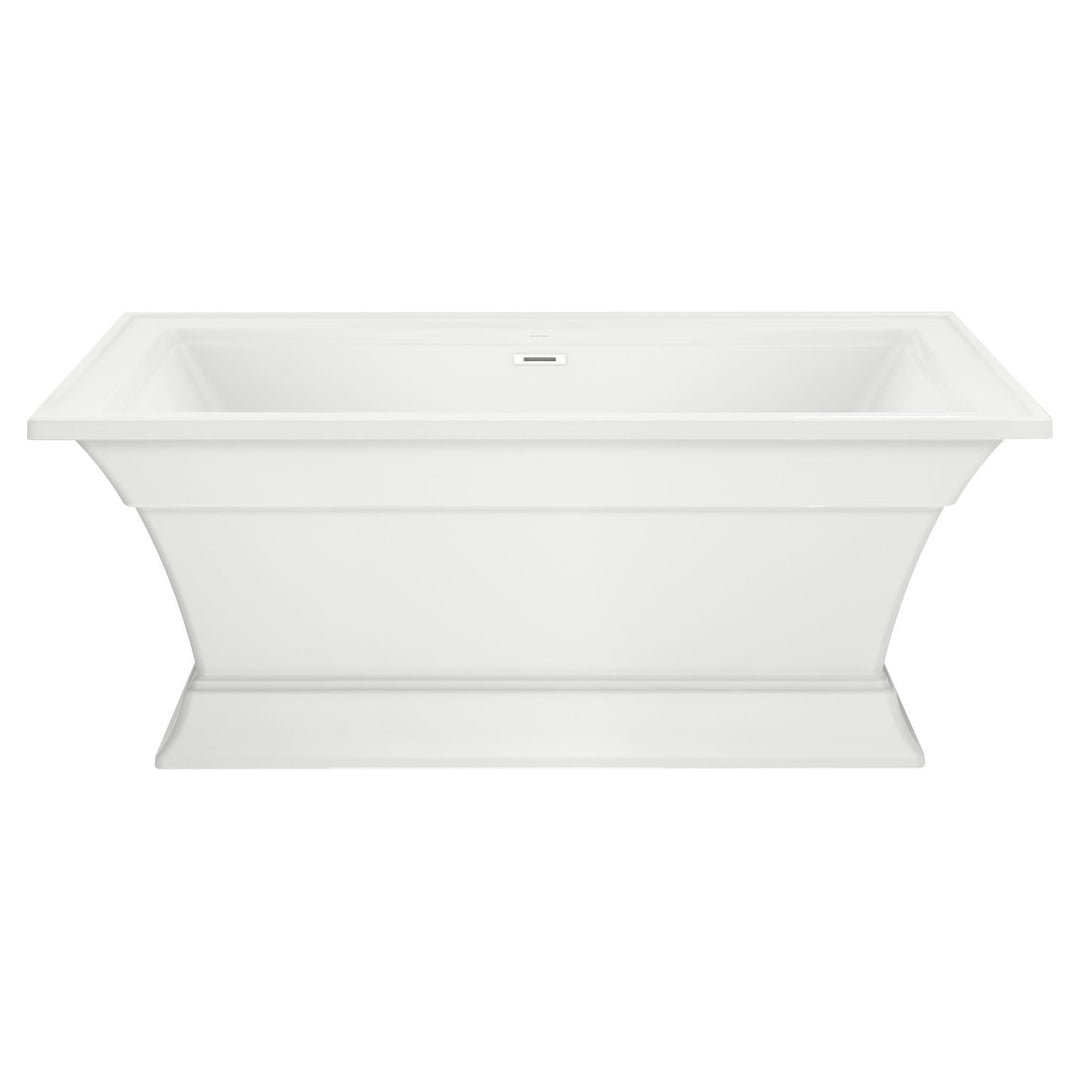 White Freestanding Soaking Bathtub with Integrated Overflow