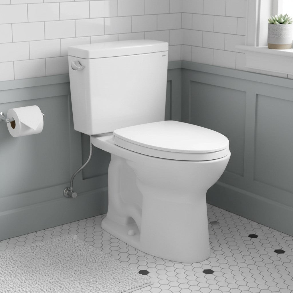 White Two-Piece Elongated Toilet with Soft Close Seat